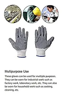 3 PAIR Cotton Anti Cutting Cut Resistant Greywhite Hand Safety Gloves Cut-Proof Protection with Rubber Grade Wet and Dry Nylon Glove-thumb3