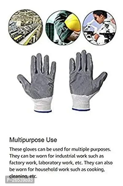 3 PAIR Cotton Anti Cutting Cut Resistant Greywhite Hand Safety Gloves Cut-Proof Protection with Rubber Grade Wet and Dry Nylon Glove-thumb4