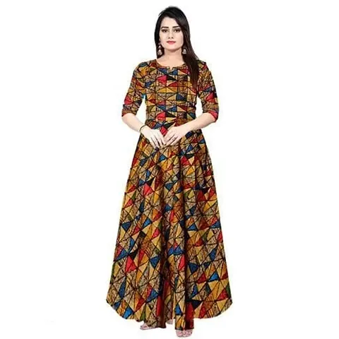 Elegant Womens Rayon Floral Printed Gown