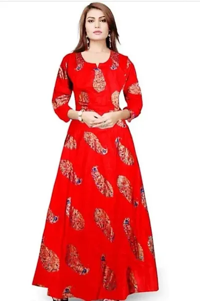 Women's Rayon Printed Stylish Ethnic Gown