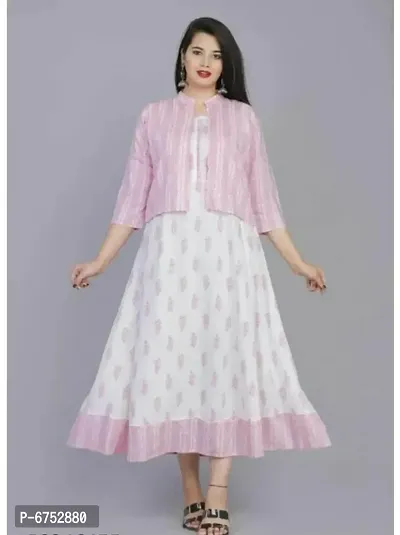 Stylish Rayon Printed Kurtis With Jacket For Women