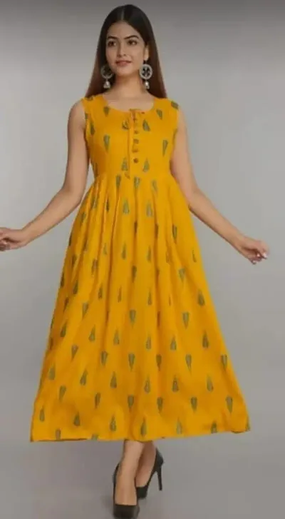 Stylish Rayon Blend Printed Anarkali Kurti Gown