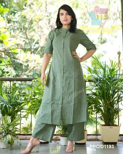 Stylish Cotton Self Design Kurta Bottom Set