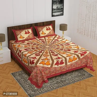 Classic Printed Cotton Double Bedsheet With 2 Pillow Cover-thumb0