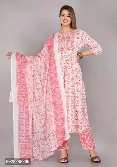 Fancy Rayon Kurta Bottom And Dupatta Set For Women