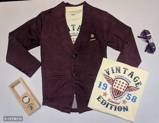 Bio kidz Stylish Maroon Cotton Blend Ethnic Jacket For Boys