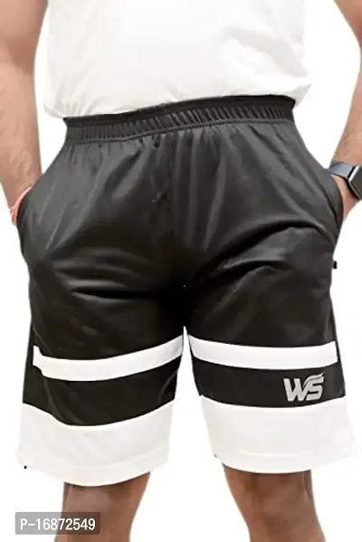 World Sports Men Black Shorts, Matching White Double Strip Black Shorts, Sportswear  Gym wear and athelitic and Running WEAR and Super Poly Fabric