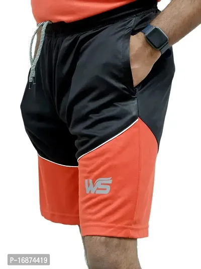 WORLD SPORTS Men's Micropool Fabric Running Sports Gym Shorts Black-thumb3