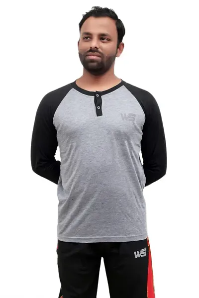 WORLD SPORTS MEN FULL SLEEVE T SHIRT MATERIAL IN COLOUR