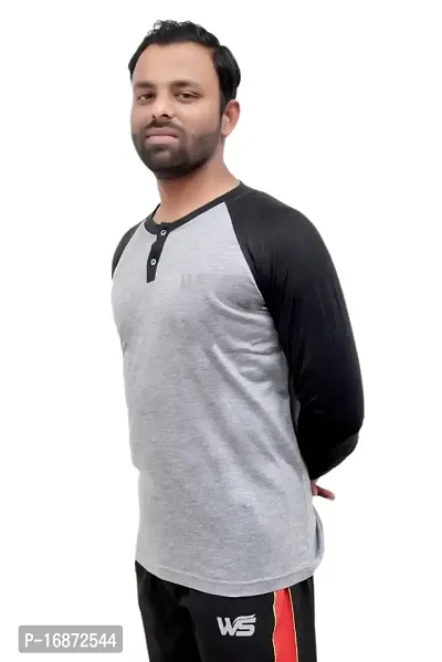 WORLD SPORTS MEN FULL SLEEVE T SHIRT MATERIAL COTTON IN GREY  BLACK COLOUR-thumb3