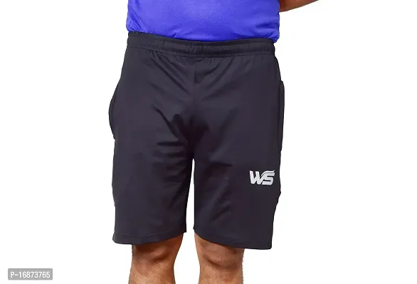 World Sports Men Black, Shorts, Sportswear  Gym wear (4 Way Lycra Fabric) (L)-thumb0