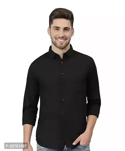 Classic Cotton Blend Solid Long Sleeve Formal shirt For Men-thumb0