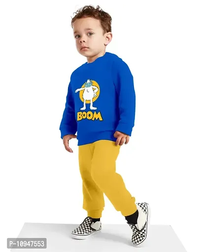 NOT BAD BOY BOOM Full Sleeve Stylish Printed Tshirt and Pant Set for Boys | Royal Blue | 7-8 Years | Pack of 1