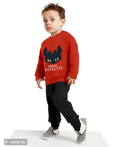 NOT BAD BOY RUTHLESS Full Sleeve Stylish Printed Tshirt and Pant Set for Boys | Red | 9-10 Years | Pack of 1