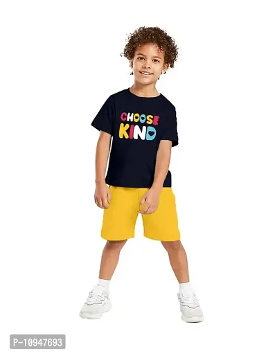 NOT BAD BOY ICE-CHOOSE Trendy Printed Half Sleeve Tshirt & Shorts Set |3-4 Year|White, Navy Blue|Pack of 2-thumb3