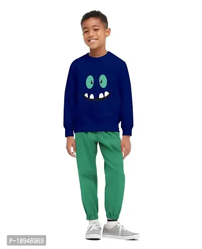 NOT BAD BOY Monster Face Full Sleeve Stylish Printed Tshirt with Pant for Boys | Pack of 1 |