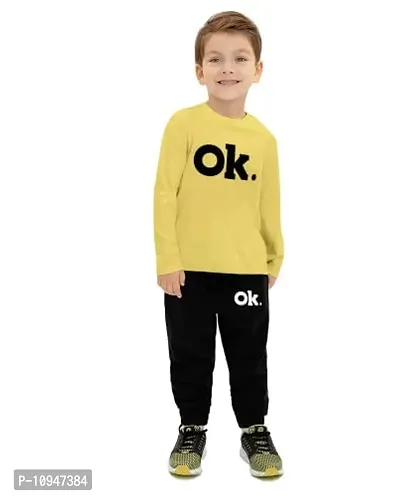 NOT BAD BOY OKOK Cotton Styilsh Printed Tshirt & Pant for Boys | 3-4 Years | Yellow | Pack of 1