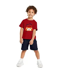 NOT BAD BOY VROOM-CHOOSE Trendy Printed Half Sleeve Tshirt & Shorts Set |1-2 Year| Red, Navy Blue|Pack of 2-thumb2