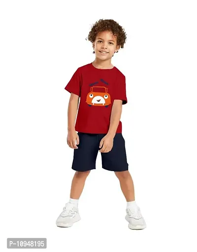 NOT BAD BOY VROOM-CHOOSE Trendy Printed Half Sleeve Tshirt & Shorts Set |1-2 Year| Red, Navy Blue|Pack of 2-thumb3