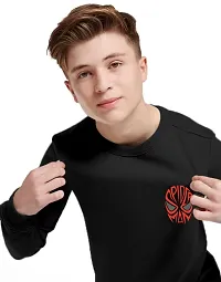 NOT BAD BOY SPIDER Full Sleeve Crew Neck Printed Tshirt  Jogger Set for Boys | Black | Pack of 1-thumb2