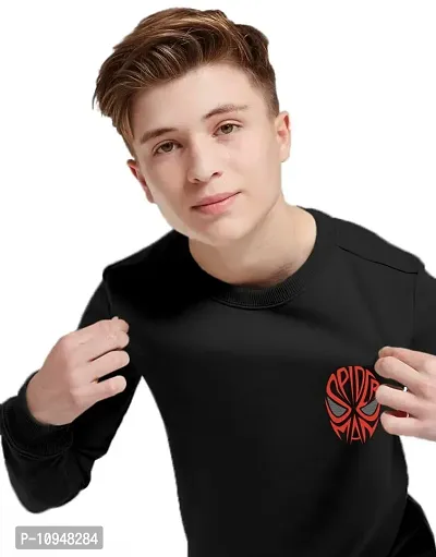 NOT BAD BOY SPIDER Full Sleeve Crew Neck Printed Tshirt  Jogger Set for Boys | Black | Pack of 1-thumb3