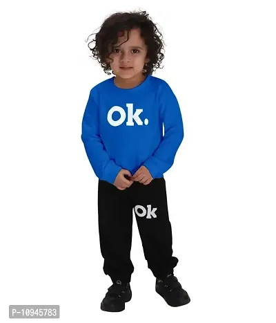 NOT BAD BOY OKOK Trendy Full Sleeve Printed Tshirt & Pant Set for Boys|8 Year | Royal Blue,Red |Pack of 2-thumb2