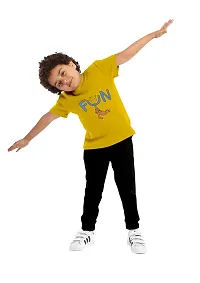 NOT BAD BOY Fun Kids Cotton Styilsh Printed Tshirt & Pant | 2-3 Years | Yellow | Pack of 1-thumb2