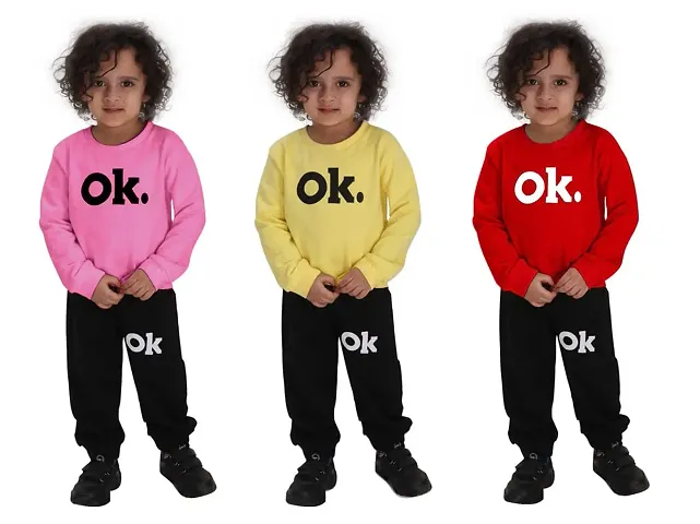 NOT BAD BOY OKOK Trendy Full Sleeve Printed Tshirt & Pant Set for Boy |Pack of 3