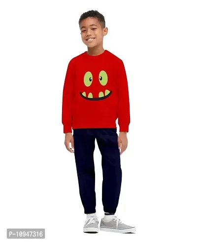 NOT BAD BOY Monster Face Full Sleeve Stylish Printed Tshirt with Pant for Boys | Pack of 1 |-thumb0