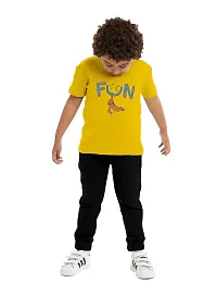 NOT BAD BOY Fun Kids Cotton Styilsh Printed Tshirt & Pant | 2-3 Years | Yellow | Pack of 1-thumb3