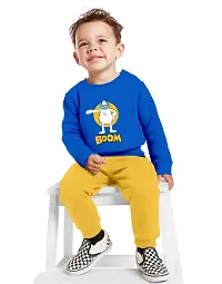 NOT BAD BOY BOOM Full Sleeve Stylish Printed Tshirt and Pant Set for Boys | Royal Blue | 7-8 Years | Pack of 1-thumb2