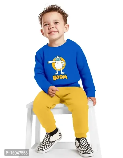 NOT BAD BOY BOOM Full Sleeve Stylish Printed Tshirt and Pant Set for Boys | Royal Blue | 7-8 Years | Pack of 1-thumb3