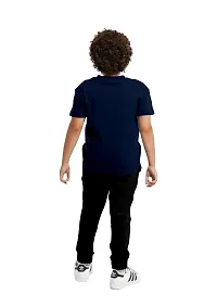 NOT BAD BOY Keep Going Kids Cotton Styilsh Printed Tshirt & Pant | 9-10 Years | Light Blue | Pack of 1-thumb1