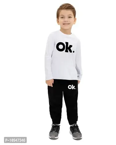 NOT BAD BOY OKOK Cotton Styilsh Printed Tshirt & Pant for Boys | 3-4 Years | White | Pack of 1