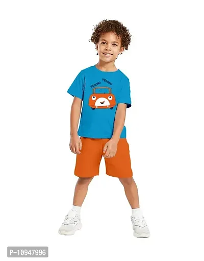 NOT BAD BOY VROOM-CHOOSE Trendy Printed Half Sleeve Tshirt & Shorts Set |1-2 Year| Royal Blue, Black|Pack of 2-thumb3