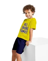 NOT BAD BOY Snore Half Sleeve Printed Tshirt and Shorts for Boys| 4-5 Year | Yellow | Pack of 1-thumb3