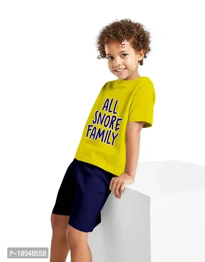 NOT BAD BOY Snore Half Sleeve Printed Tshirt and Shorts for Boys| 4-5 Year | Yellow | Pack of 1-thumb4