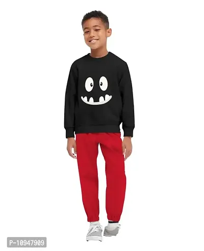NOT BAD BOY Monsterface Cotton Styilsh Printed Tshirt & Pant for Boys | 7-8 Years | Black | Pack of 1