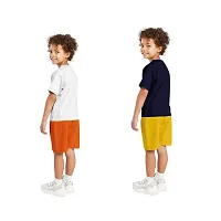 NOT BAD BOY ICE-CHOOSE Trendy Printed Half Sleeve Tshirt & Shorts Set |3-4 Year|White, Navy Blue|Pack of 2-thumb1
