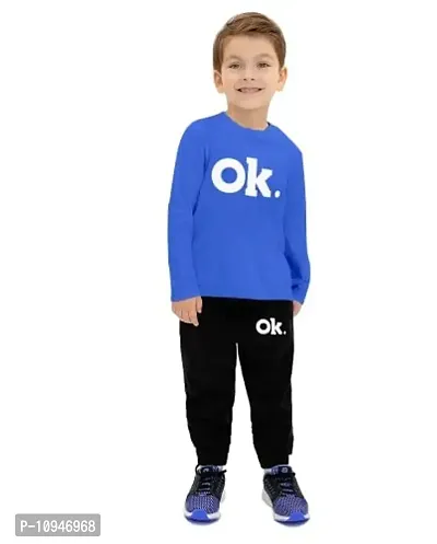 NOT BAD BOY OKOK Cotton Styilsh Printed Tshirt & Pant for Boys | 7-8 Years | Royal Blue | Pack of 1