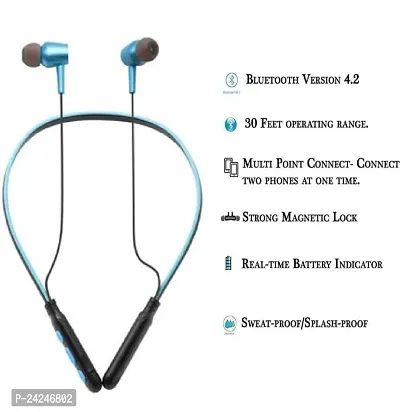Stylish Blue In-ear Bluetooth Wireless Neckbands-thumb0