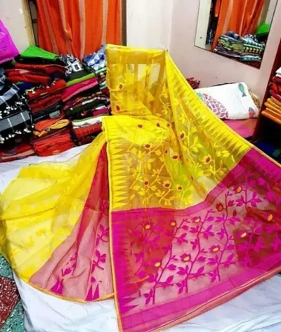 Pakhilota Jamdani Cotton Silk Woven Sarees without Blouse piece