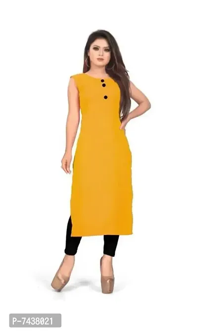 Beautiful Cotton Slub Yellow Kurta For Women-thumb0