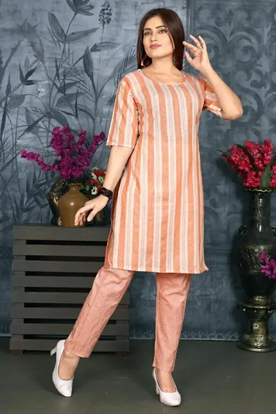 Top Selling !! Fancy Cotton Kurta With Pant Set