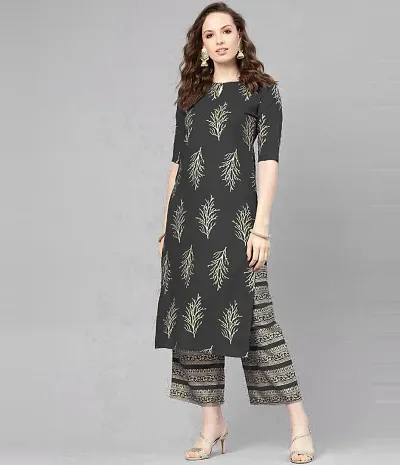 Bollywood Style Rayon Printed Kurta Bottom Set