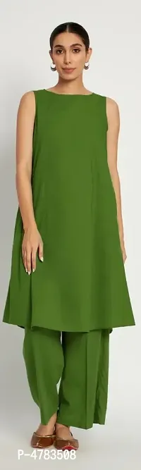 Stylish Rayon Green Kurta With Palazzo Set For Women-thumb0