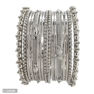 Navratri Collection Silver Oxidised Plated 16pc Bangle-thumb0