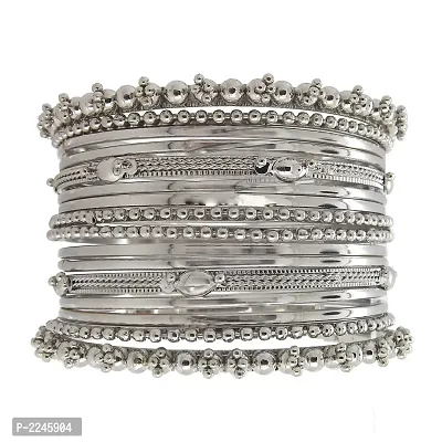 Navratri Collection Silver Oxidised Plated 16pc Bangle-thumb2