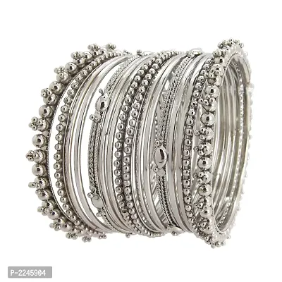 Navratri Collection Silver Oxidised Plated 16pc Bangle-thumb3