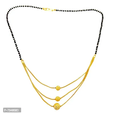 9blings Gold Plated Elegent 3 Layer Mangalsutra with 3 Ball For Women (Gold)
